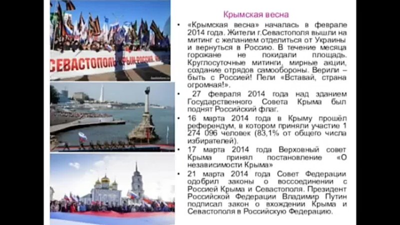 Факты 2014 года. Март 2014 года воссоединение Крыма с Россией.