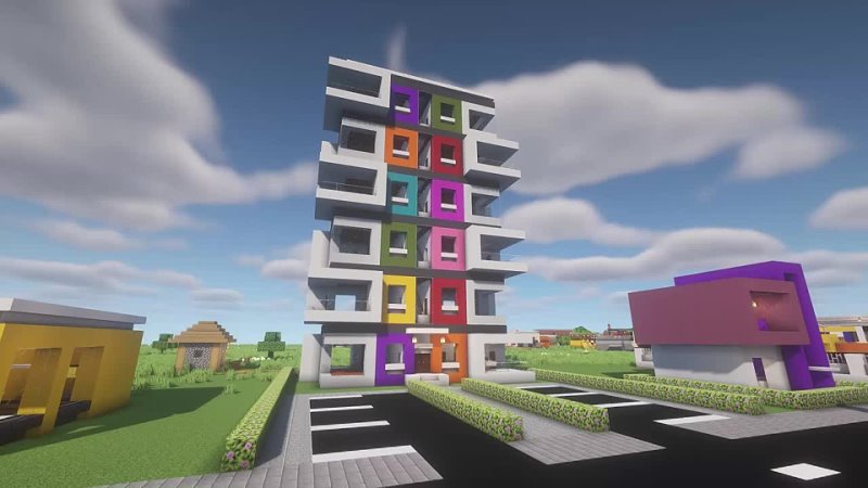 Modern apartment building in Minecraft