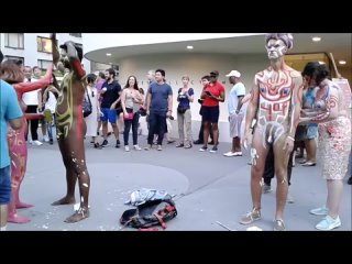 Bodypainting at the 2017 NYC Museum Mile Festival cfnm, public naked male