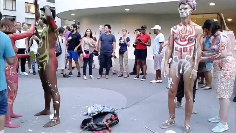 Bodypainting at the 2017 NYC Museum Mile Festival cfnm, public naked