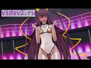 mikumikudance bare legs грудь long hair лента micro bikini бикини с завышенной талией highleg лента для волос 1girl карие глаза