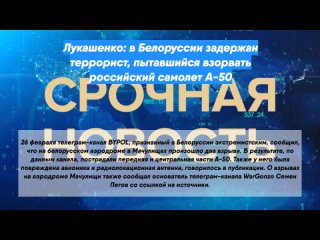 Лукашенко: в Белоруссии задержан террорист, пытавшийся взорвать российский самолет А-50