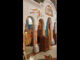 Праздничная Литургия в день Входа Господня во Иерусалим в Свято-Введенском монастыре Белграда (Сербия), 09 апреля 2023 года.