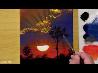 Red Sunset _ Acrylic Painting for Beginners _ STEP by STEP #178 _ 붉은노을 아크릴화 그리기