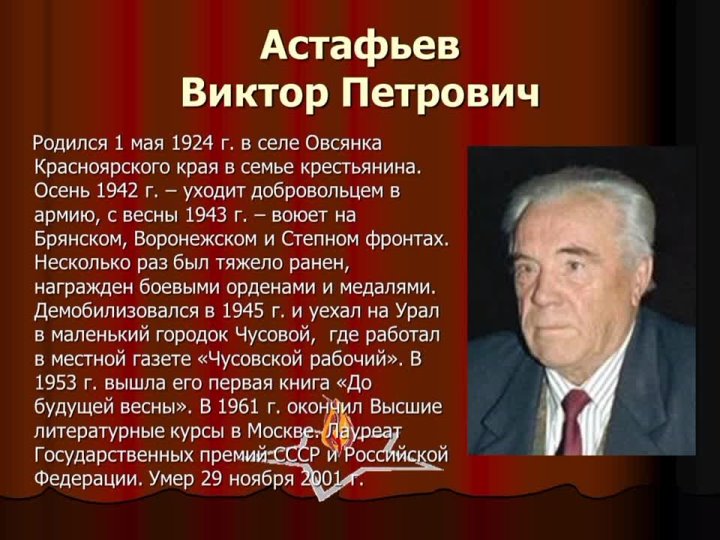 Г п биография. Биография Виктора Петровича Астафьева.