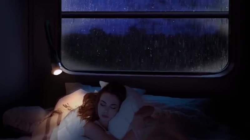 Sleeping on the train with heavy rain and thunder Rain on the train window to sleep well,