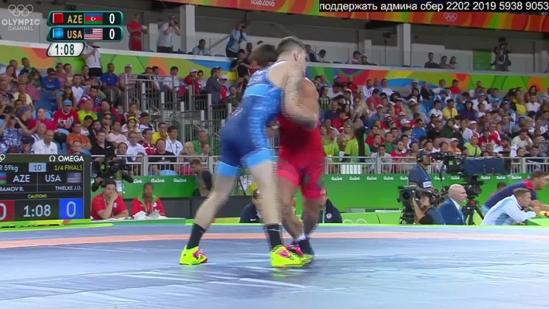 GR Олимпиада 2016 59kg 1 4 Rovshan BAYRAMOV ( AZE) vs. Jesse David THIELKE (