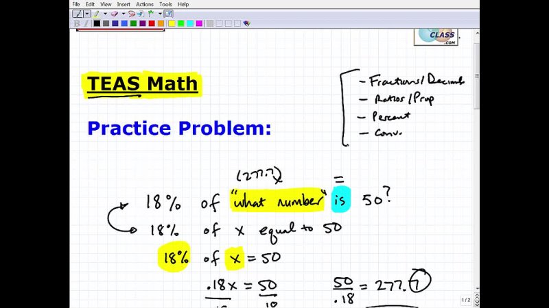 TEAS Nursing Exam Math Practice – Percent