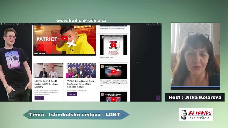 Živé vysílání Za pravdu 2023 téma LGBT host Jitka