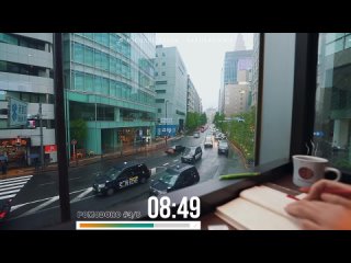 [Abao in Tokyo] 4-HOUR STUDY WITH ME🌦️ / calm piano / A Rainy Day in Shinjuku, Tokyo / with countdown+alarm