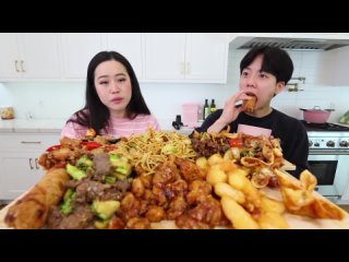 Our PANDA EXPRESS FAVORITES MUKBANG! (Lo Mein Noodles + Orange Chicken + Honey Walnut Shrimp)