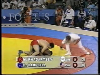 ОЛИМПИЙСКИЕ ИГРЫ БАРСЕЛОНА 1992 МАХАРБЕК ХАДАРЦЕВ (СССР) VS Кэмпбелл Кристофер Ланди (США) 90 kg