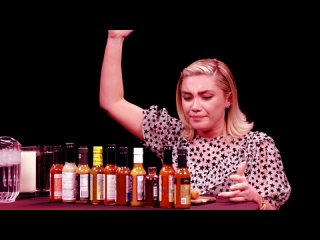 [First We Feast] Florence Pugh Sweats From Her Eyebrows While Eating Spicy Wings | Hot Ones