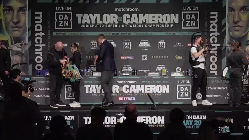 katie taylor vs chantelle cameron final press conference face