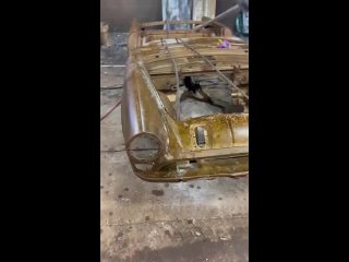 Pressure washing the paint off a car after a chemical dip