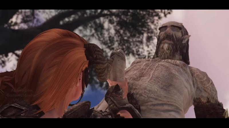 Chrstian beautiful female dovahkiin accepts a giant gets slave Skyrim 3 D animation