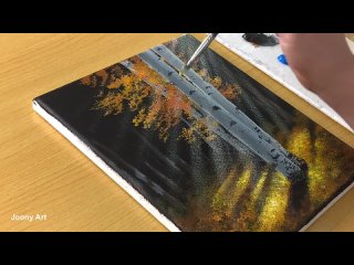 How to draw a Forest on Black Canvas _ Acrylic Painting for Beginners #285
