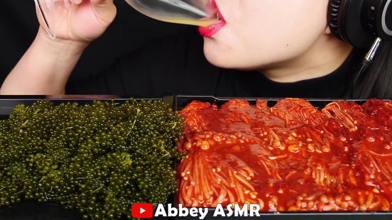 Abbey ASMR ASMR SEA GRAPES SATISFYING CRUNCHY EATING SOUNDS, DRINKING SOUNDS 신기한 물 먹방