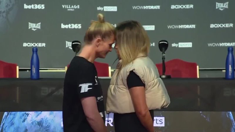 april hunter vs kirstie bavington press conference face