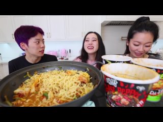 INSANE GHOST PEPPER NOODLES CHALLENGE + Spicy Kimchi Noodles MUKBANG