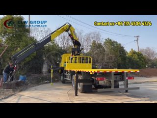 [CLW GROUP] 6X6 Off Road Sinotruk Howo Flatbed Truck with 16 Tons Knuckle Boom Crane for 20 GP Container