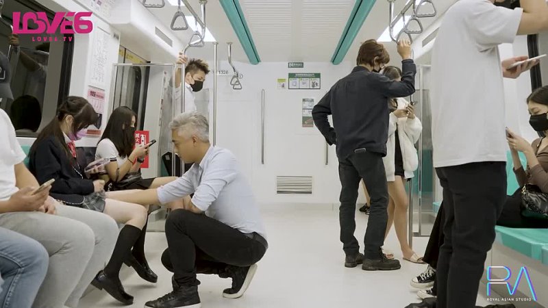 Slut Asian student from gets fucked hard by Big Cock on the MRT Asian Public