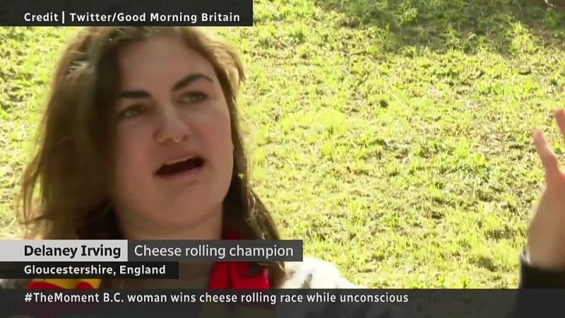 CBC News: The National , The Moment B. C. woman wins cheese rolling race while