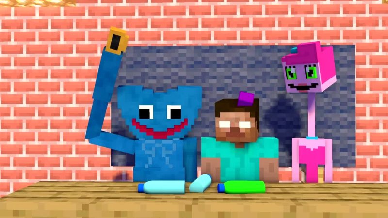 Monster School BABY HUGGY WUGGY AND MOMMY LONG LEGS BOTTLE FLIP CHALLENGE Minecraft