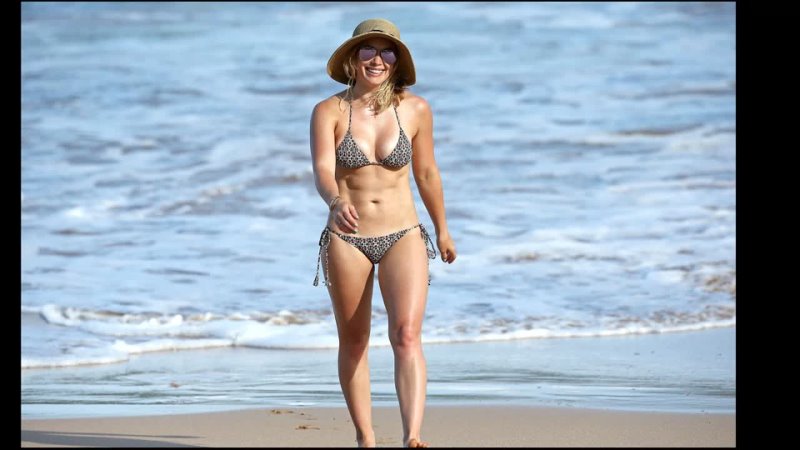 Hilary Duff in sexy gray mini bikinis at the beach