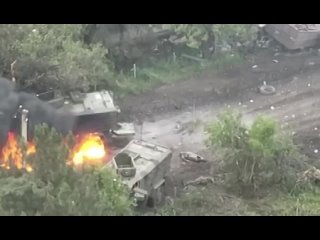 Танковый биатлон здорового человека.  Экипаж Т-80 136-ой ОМсБр Армии России в Макаровке уничтожил два украинских МРАПа с пехотой