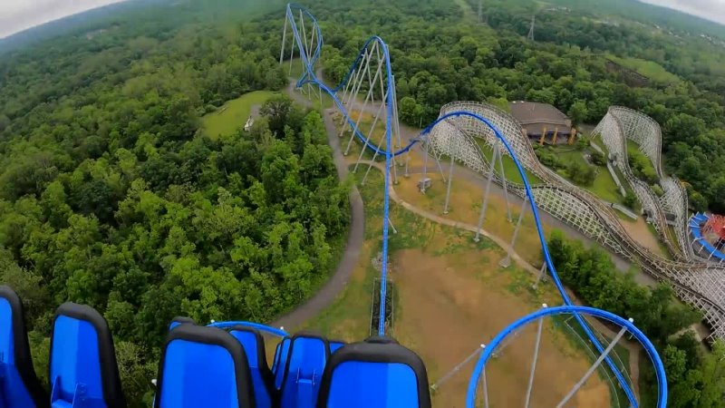 Riding Orion 300 Foot Giga Roller Coaster at Kings Island in Ohio 4 K Multi Angle