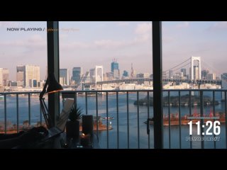 [Abao in Tokyo] 3.5-HOUR STUDY WITH ME /  quiet jazz / 🌁 Tokyo Tower at sunrise / with countdown+alarm