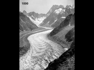 Ледник Мер-де-Глас в 1890, в 2013 и в 2021 годах (Альпы, Франция).