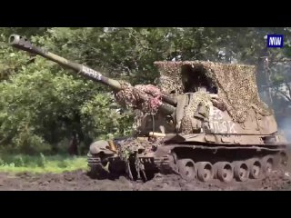 Msta-S self-propelled guns in action