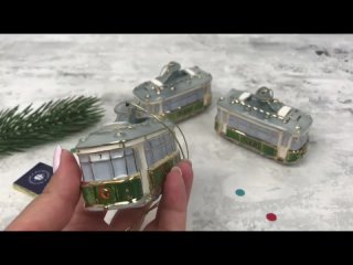 Ёлочная игрушка “Ретро Трамвай“ зелёный