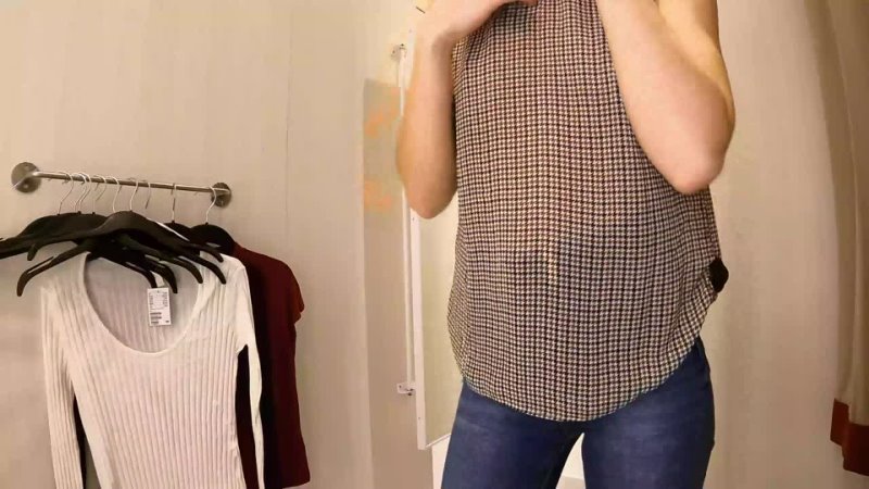 Kelly Aleman Sexy Teen With Small Tits Try On Haul Slim Blouses Pullovers In Dressing Room Porn