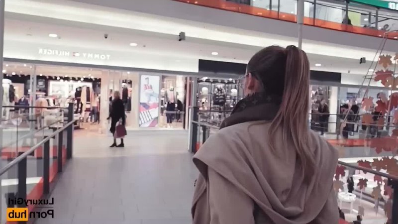 Luxury Girl Kristina Sweet Public Blowjob In A Clothing Store. A Young Baby With Glasses Swallows
