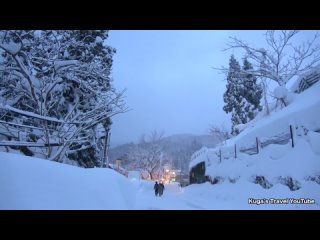 🇯🇵Heavy Snowfall in Ginzan Onsen, Traditional Hot Springs, Yamagata Japan 4K