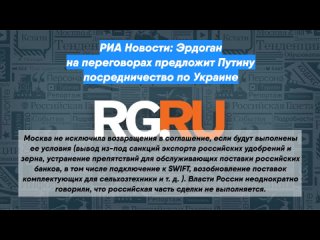 РИА Новости: Эрдоган на переговорах предложит Путину посредничество по Украине