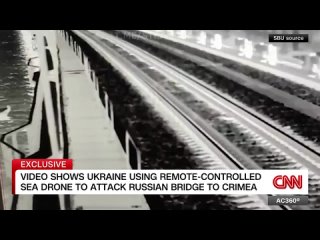 CNN публикует кадры ударов морских дронов по Крымскому мосту, которые им показали в СБУ