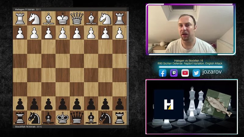 [Jozarov’s chess channel] Stockfish 16 Improves Chess Opening Theory! - Halogen vs Stockfish -Najdorf Sicilian, English Attack