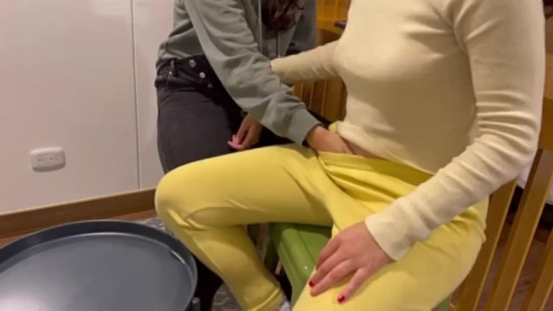 Lesbian sex in polished bathroom