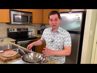 [Рецепты в гостях у Вани] Как жарить на стальной сковороде. Как готовить чтобы не пригорало. Сковорода из нержавеющей стали.