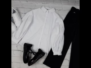 брюки палаццо, блузка оверсайз, белые полуботинки, туфли на платформе