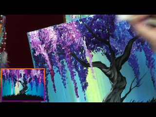 Wisteria Willow Tree Q Tip Painting Technique for BEGINNERS EASY Acrylic Paintin