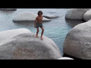 Kids Cliff Jump and Deep Dive the Crystal Clear Waters of Lake Tahoe