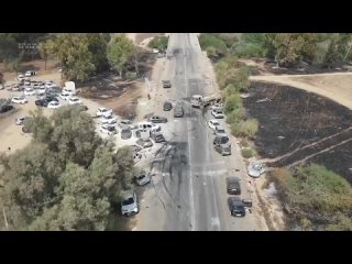 🇮🇱🪖🇵🇸 Imágenes de drones del sitio donde se realizó el festival de música electrónica Supernova, al sur de Israel, que fue ataca