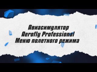 Авиасимулятор Aerofly Professional /Меню полетного режима / ALNADO