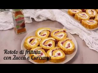 ROTOLO DI FRITTATA CON ZUCCA E CURCUMA - ОМЛЕТ-РУЛЕТ С ТЫКВОЙ И КУРКУМОЙ