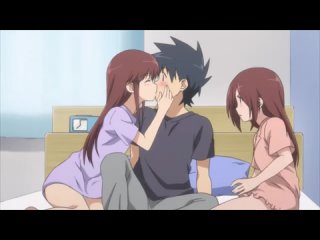 Горячие школьницы желают доброго утра малолетнему братцу) “Поцелуй сестёр“ 18+  #anime #animemoments #этти